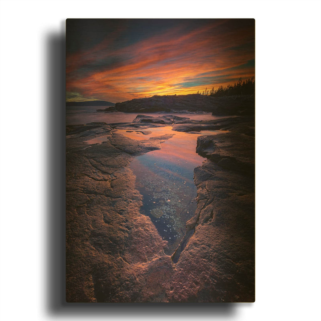 'Dusk At Schoodic Point' By Rick Berk Gold Metal Wall Art