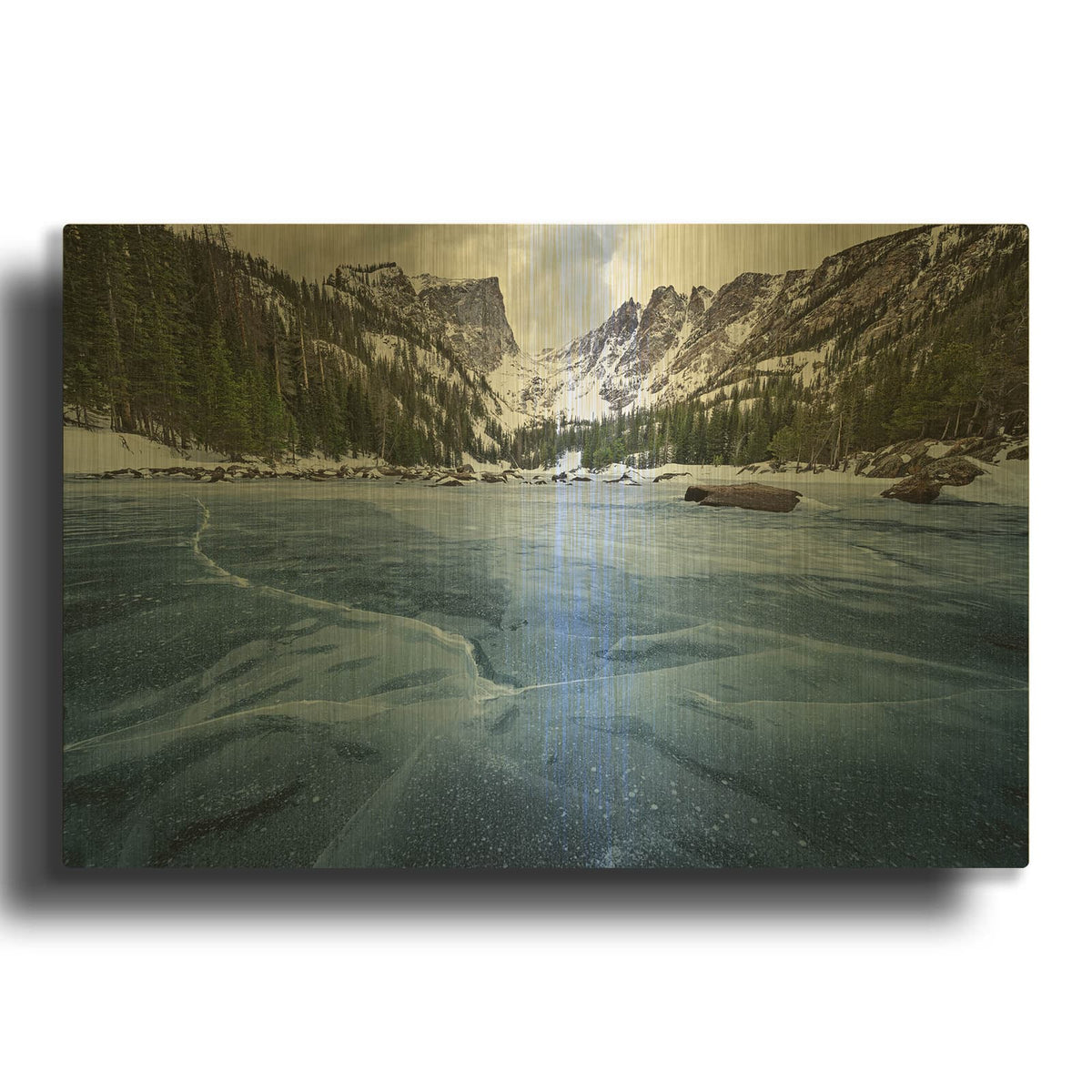 'Dream Lake Winter' By Rick Berk Gold Metal Wall Art
