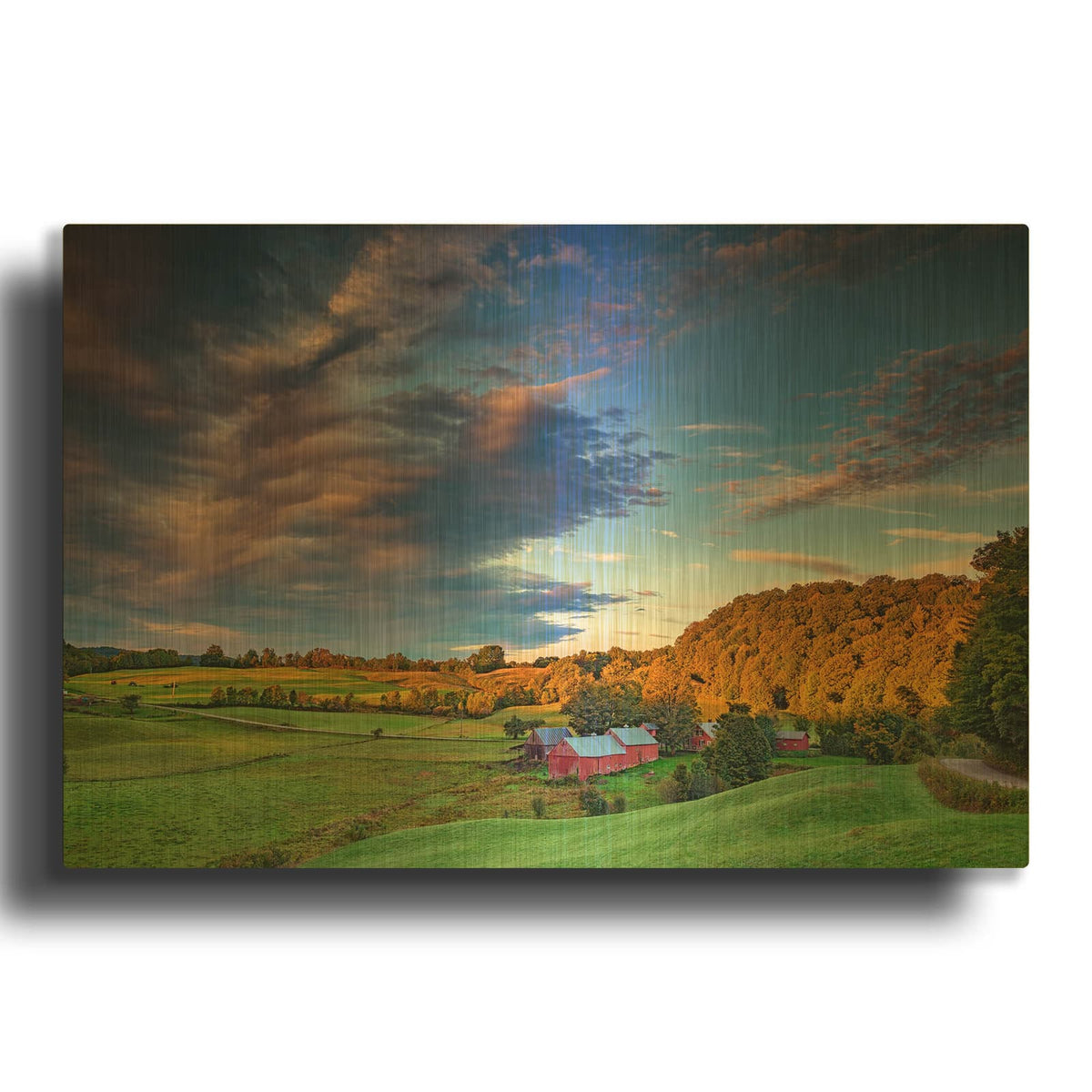 'First Light On Jenne Farm' By Rick Berk Gold Metal Wall Art