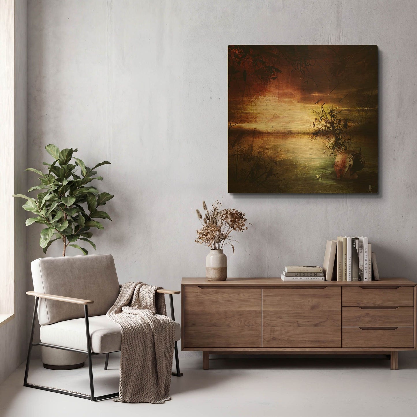 'Alone' By Mario Sanchez Nevado Gold Metal Wall Art