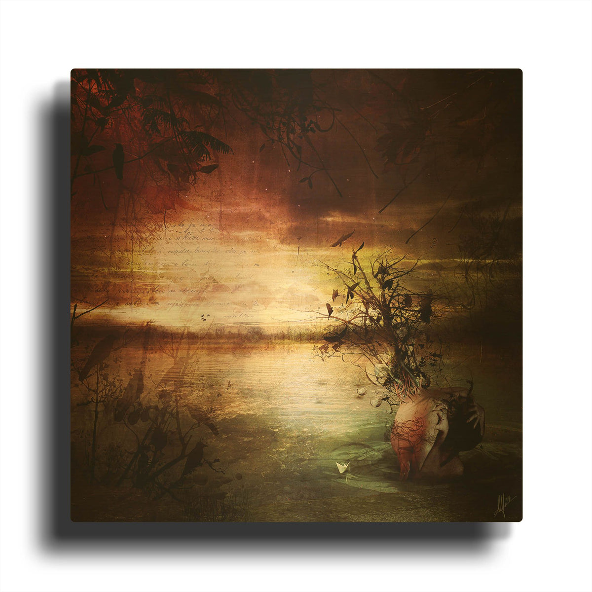 'Alone' By Mario Sanchez Nevado Gold Metal Wall Art
