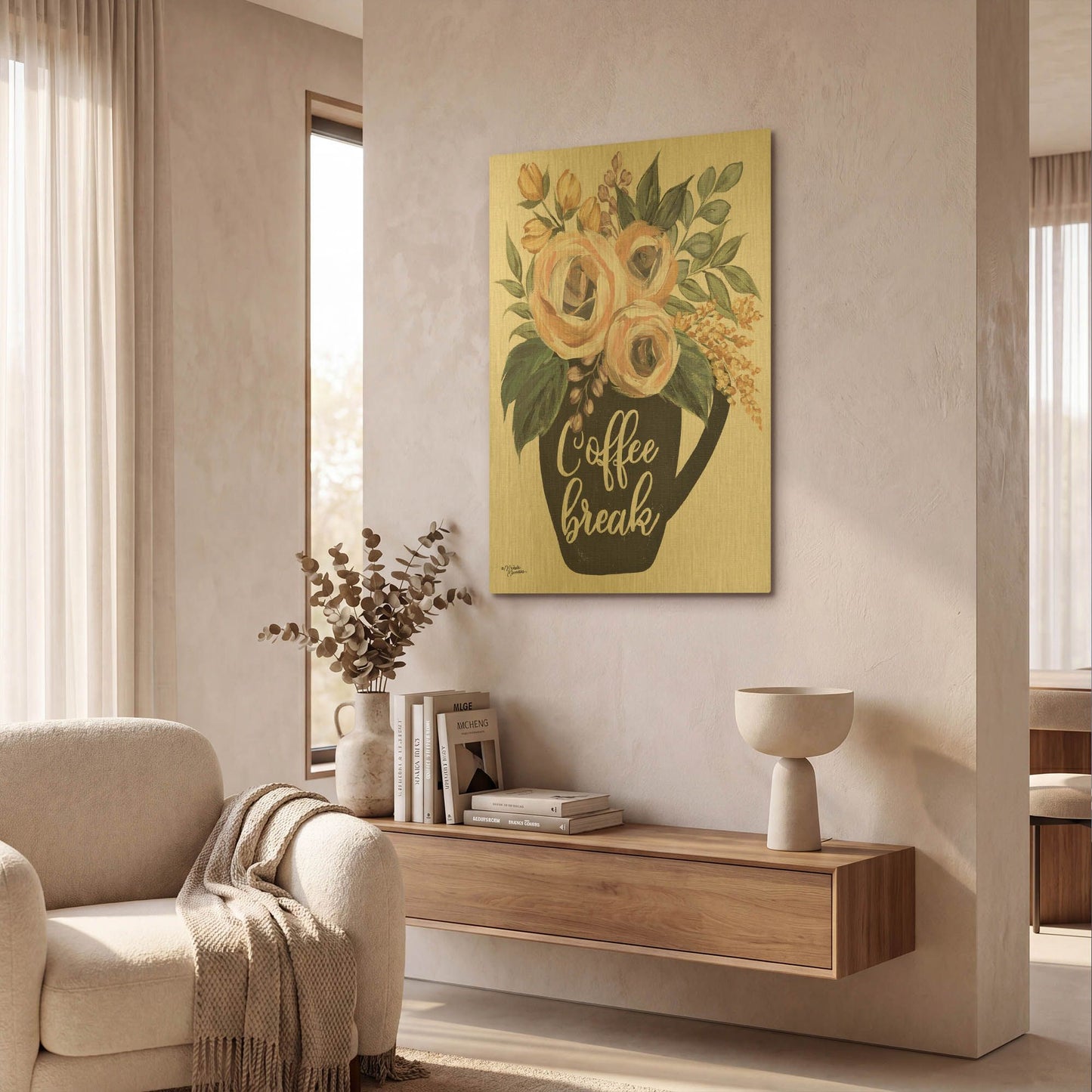 'Coffee Break' By Michele Norman Gold Metal Wall Art