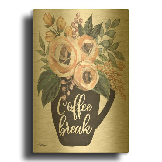 'Coffee Break' By Michele Norman Gold Metal Wall Art