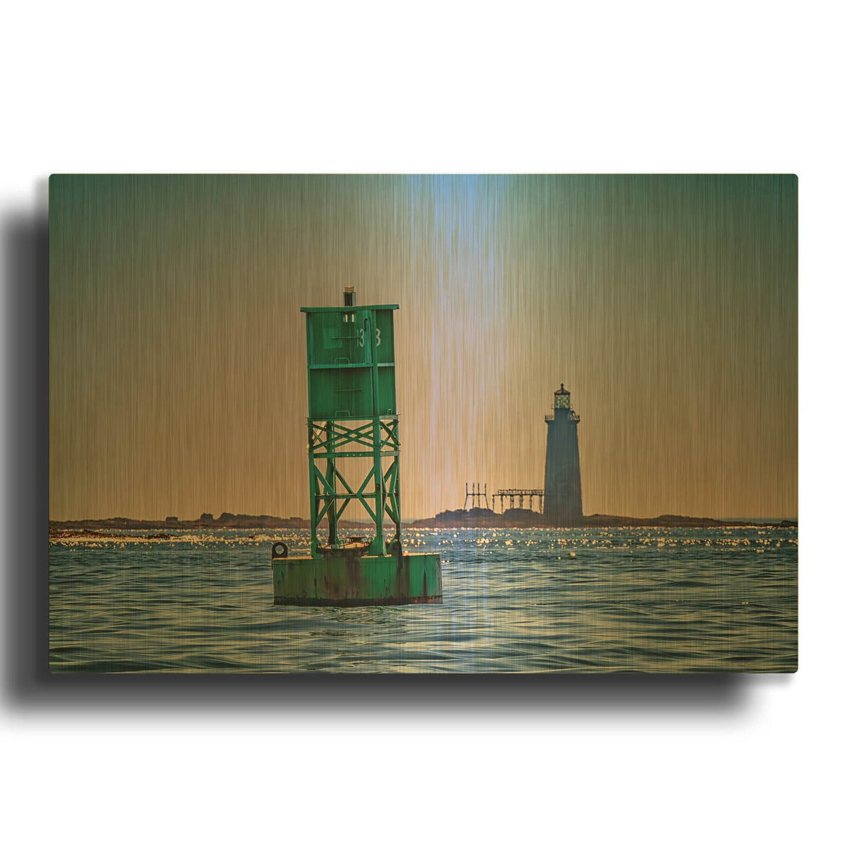 'Buoy And Ram Island Ledge' By Rick Berk Gold Metal Wall Art