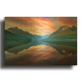 'Bowman Lake Twilight' By Rick Berk Gold Metal Wall Art