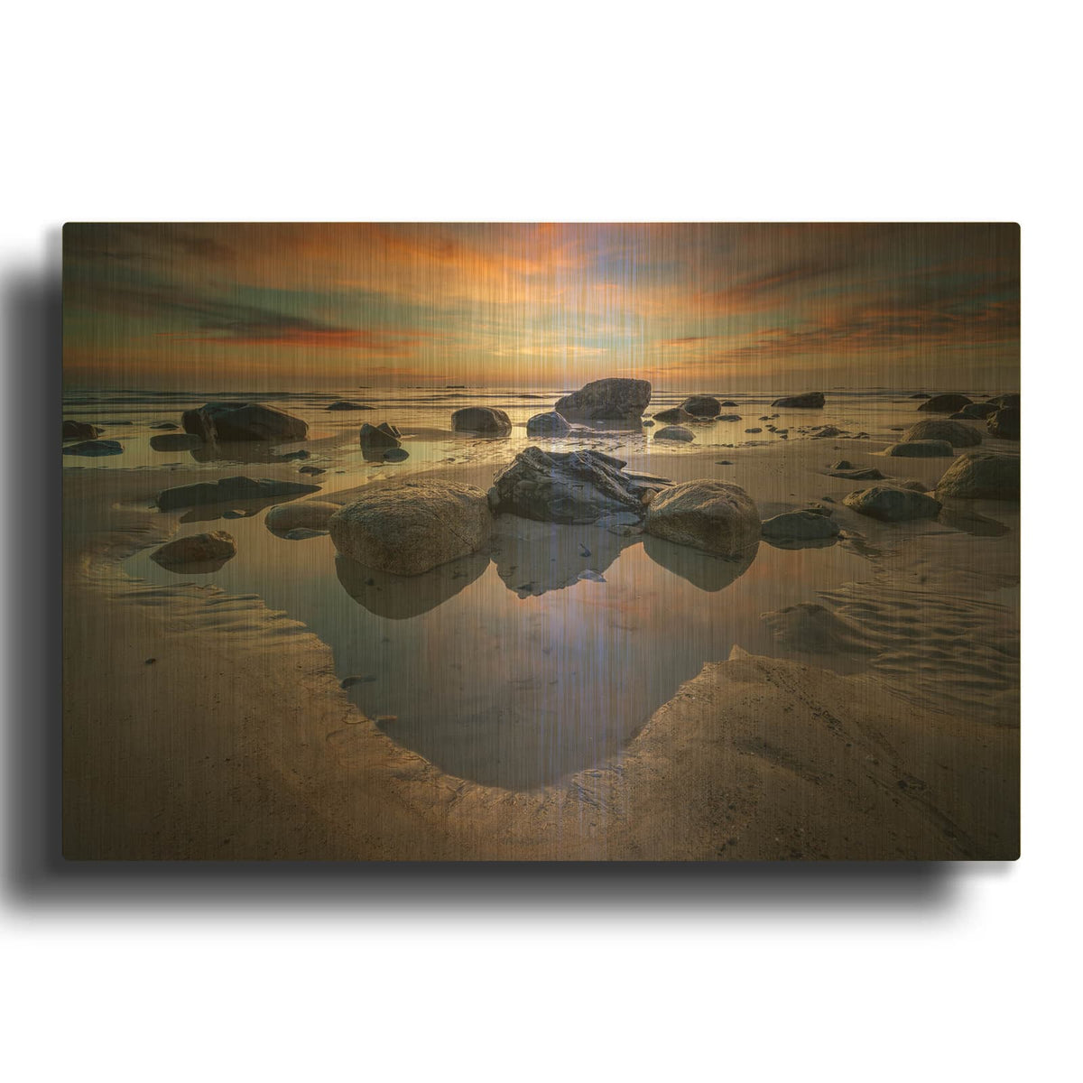 'Reflected Tranquility' By Rick Berk Gold Metal Wall Art