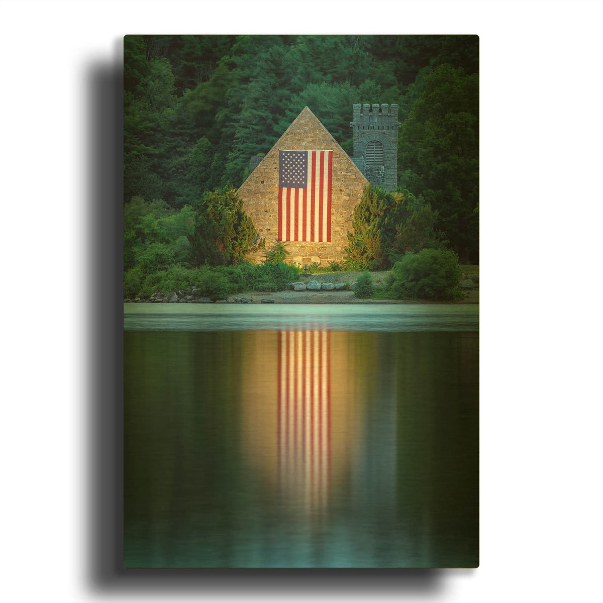 'The Old Stone Church At Blue Hour' By Rick Berk Gold Metal Wall Art