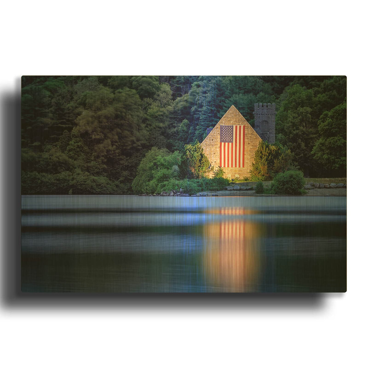 'Dusk At The Old Stone Church' By Rick Berk Gold Metal Wall Art