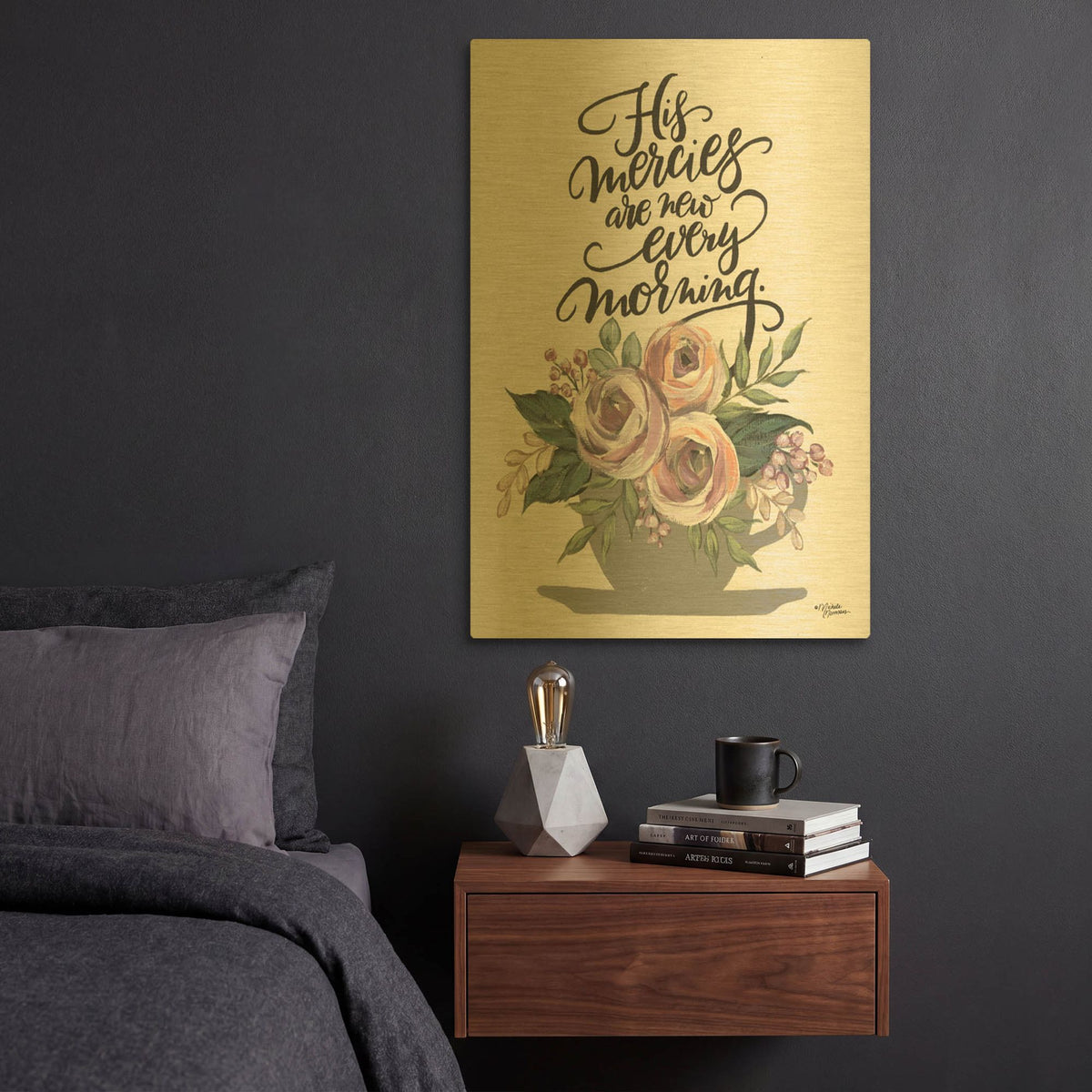 'His Mercies are New Every Morning' By Michele Norman Gold Metal Wall Art