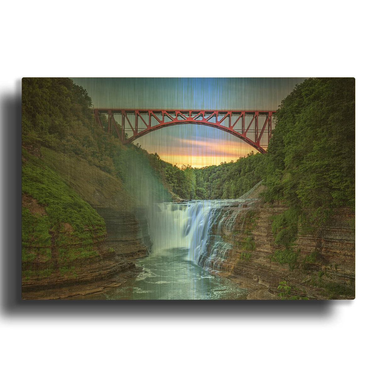 'Sunset At Upper Falls' By Rick Berk Gold Metal Wall Art