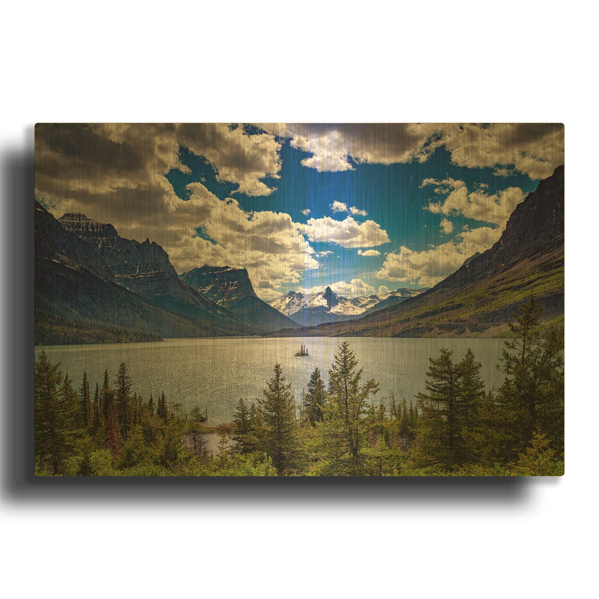 'Saint Mary Lake' By Rick Berk Gold Metal Wall Art