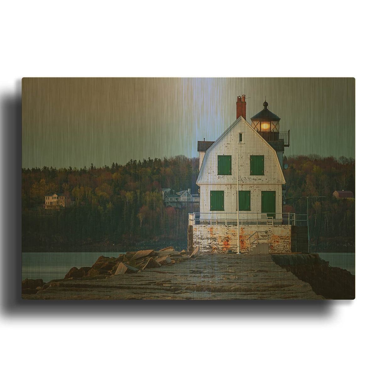 'Rockland Breakwater Lighthouse' By Rick Berk Gold Metal Wall Art
