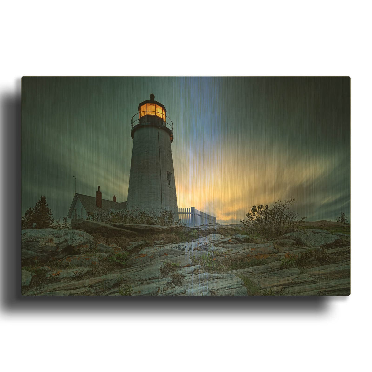 'Cloudy Dusk At Pemaquid Point' By Rick Berk Gold Metal Wall Art