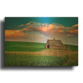'Sunset At The Old Barn' By Rick Berk Gold Metal Wall Art