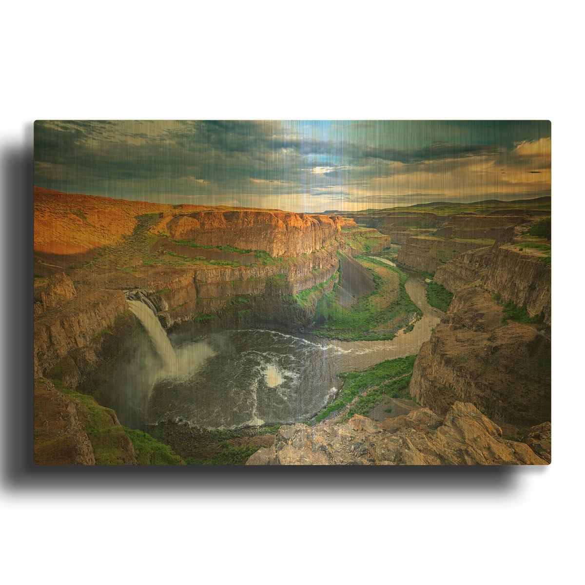 'Sunset At Palouse Falls' By Rick Berk Gold Metal Wall Art