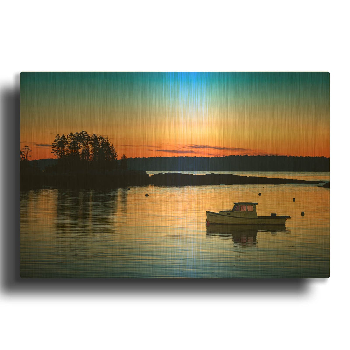 'Twilight In Five Islands Harbor' By Rick Berk Gold Metal Wall Art