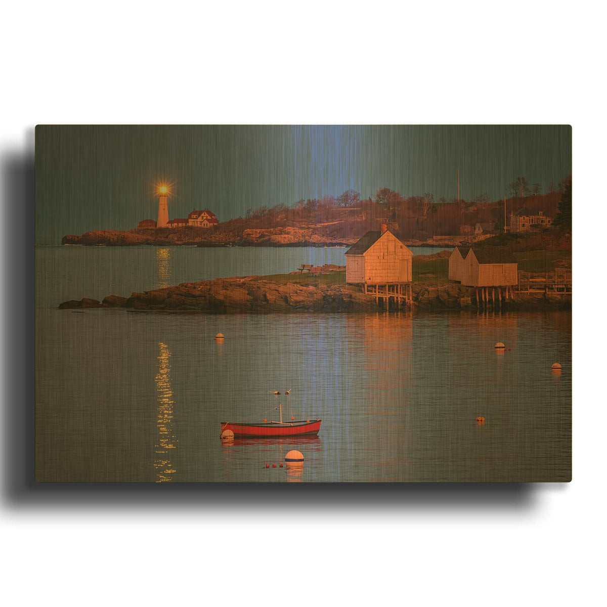 'Dusk At Fishermans Point' By Rick Berk Gold Metal Wall Art