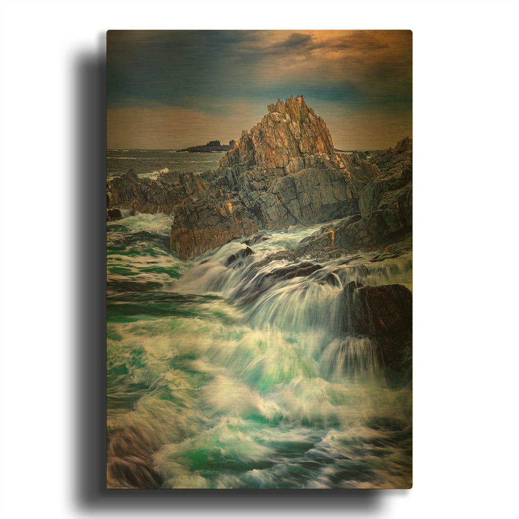 'Tempest On Bailey Island' By Rick Berk Gold Metal Wall Art