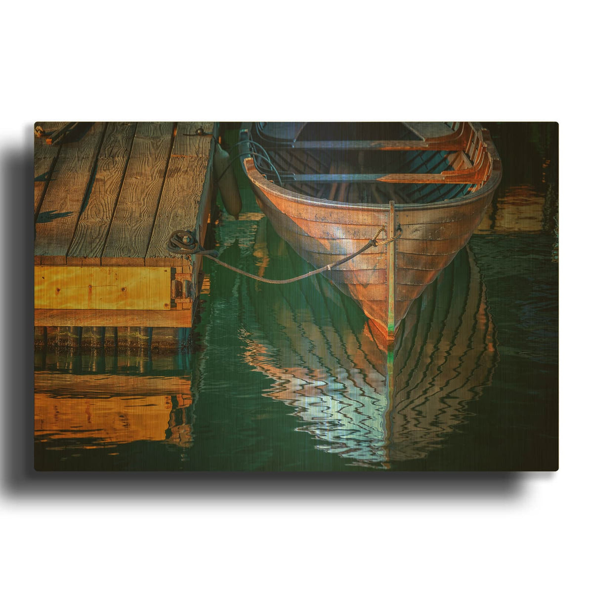 'Quiet Afternoon On The Dock' By Rick Berk Gold Metal Wall Art