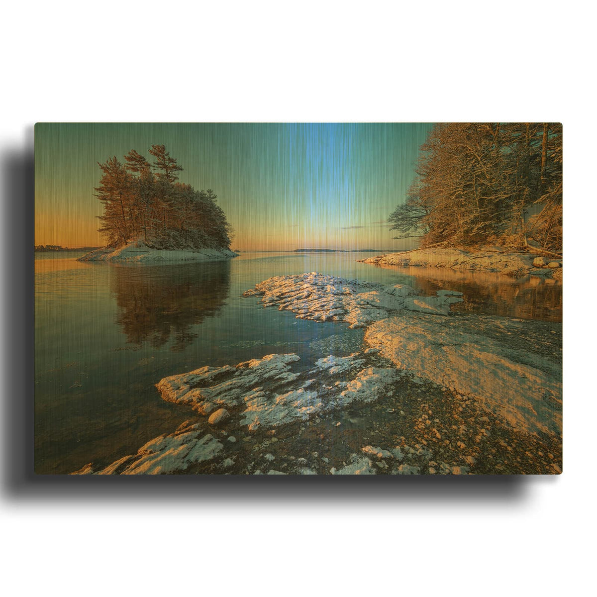 'Wolfes Neck Winter' By Rick Berk Gold Metal Wall Art