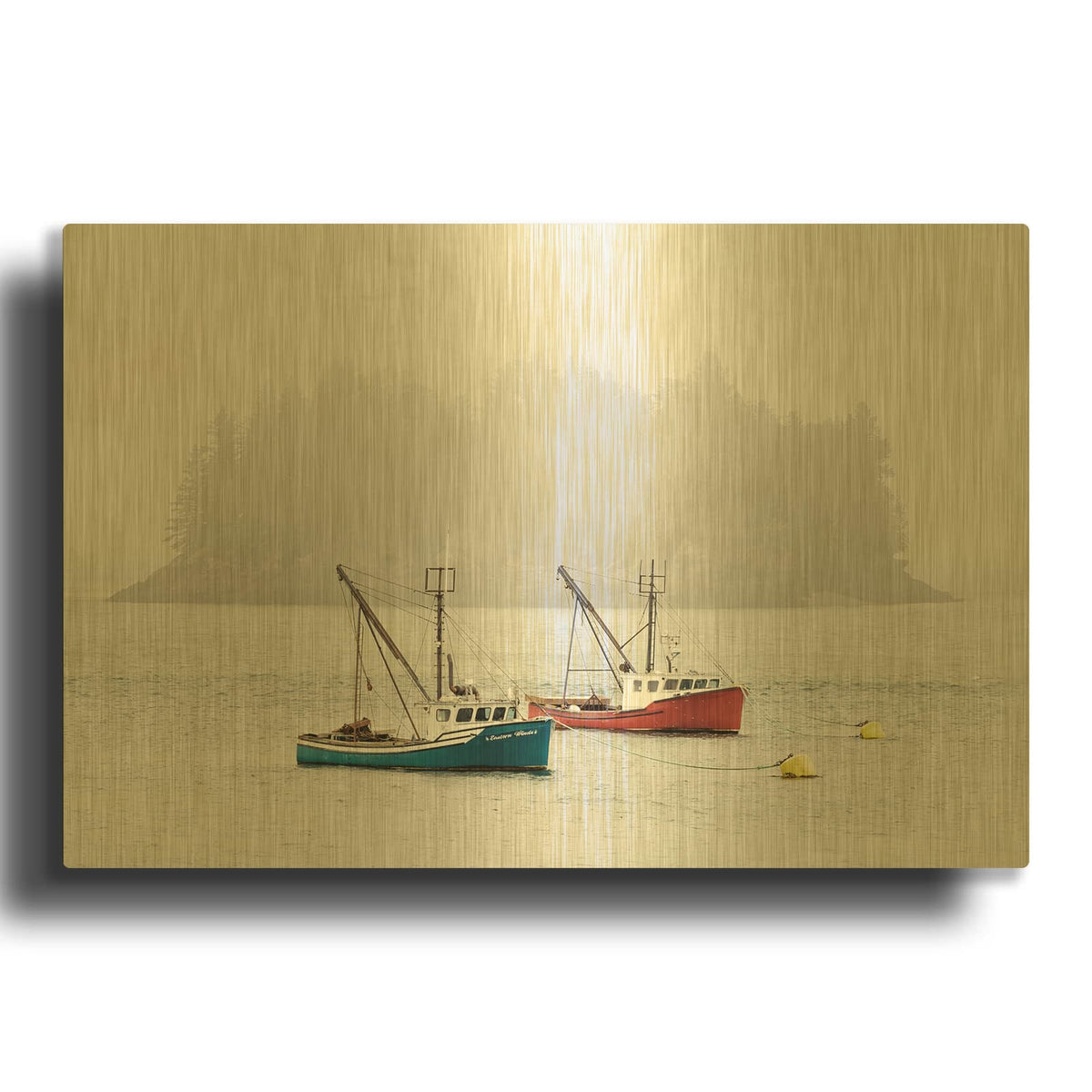 'Harbor In The Mist' By Rick Berk Gold Metal Wall Art