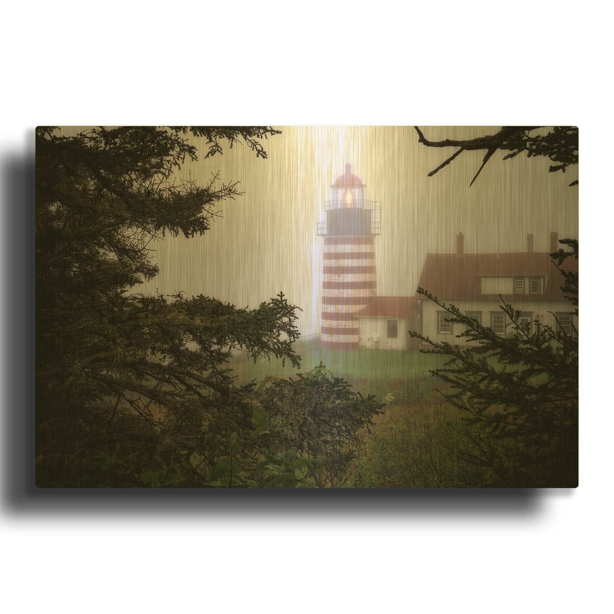 'Socked In By Fog' By Rick Berk Gold Metal Wall Art
