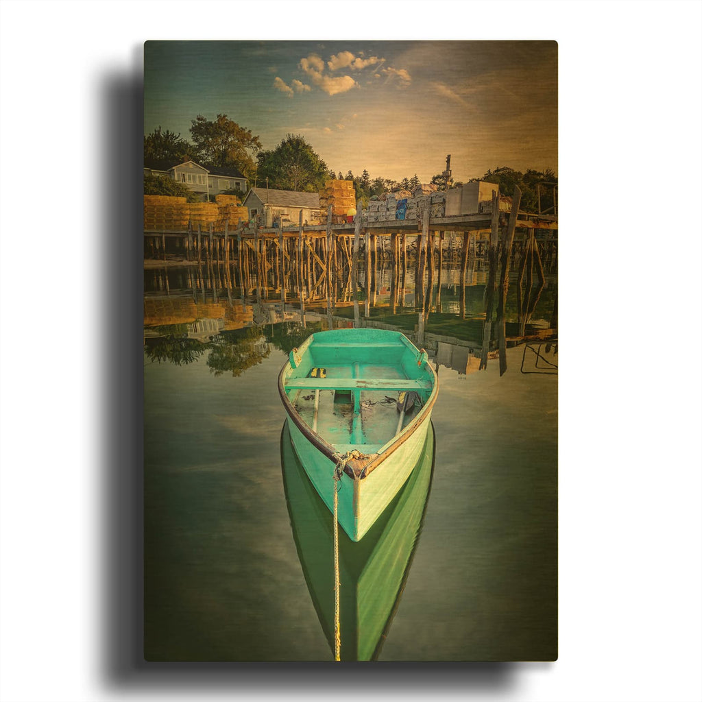'Morning In Friendship Harbor' By Rick Berk Gold Metal Wall Art