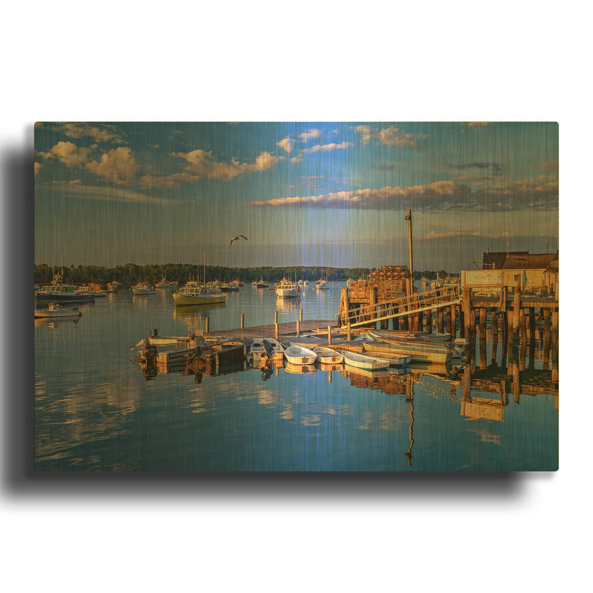 'Summer Morning In Friendship Harbor' By Rick Berk Gold Metal Wall Art