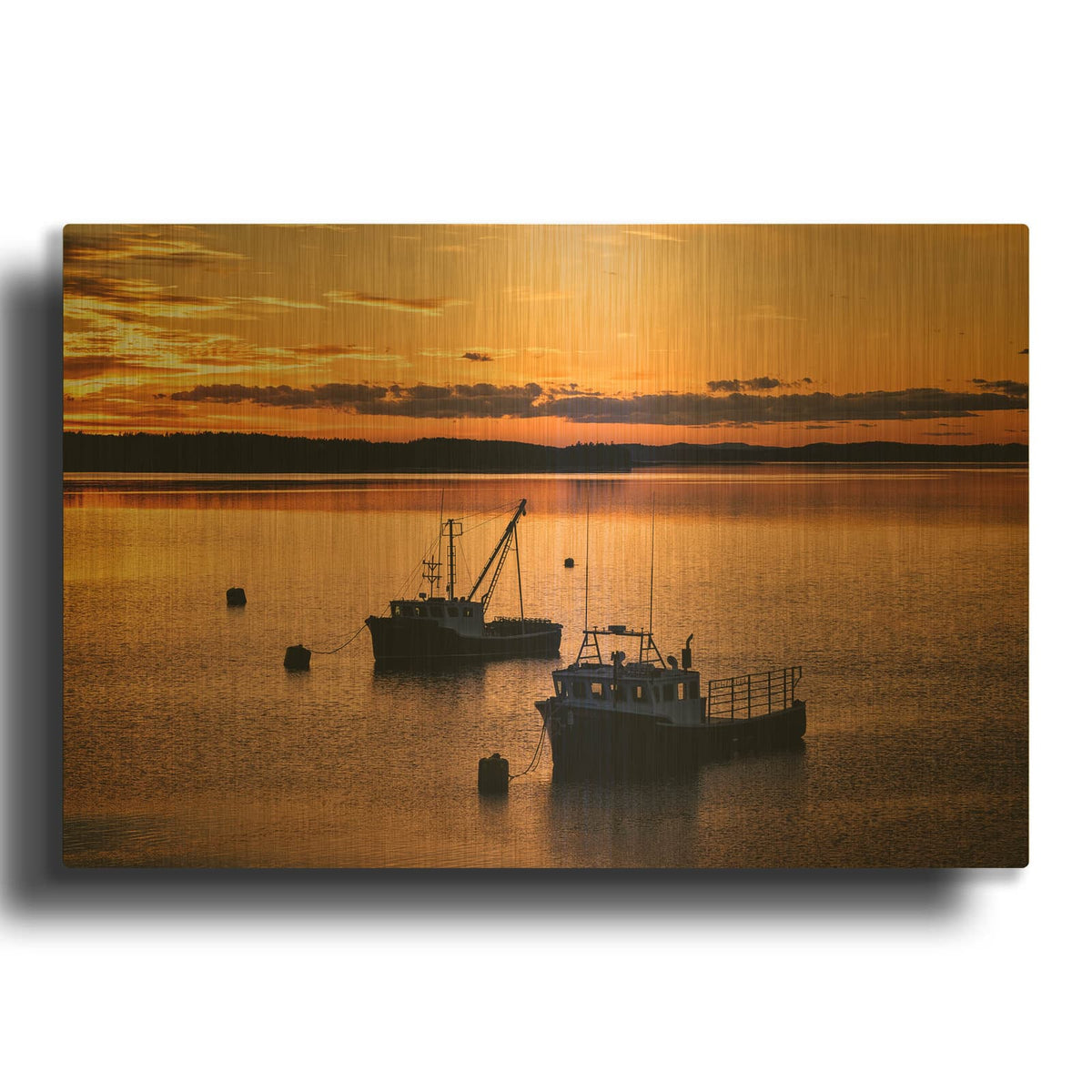 'Sunset At Anchor' By Rick Berk Gold Metal Wall Art