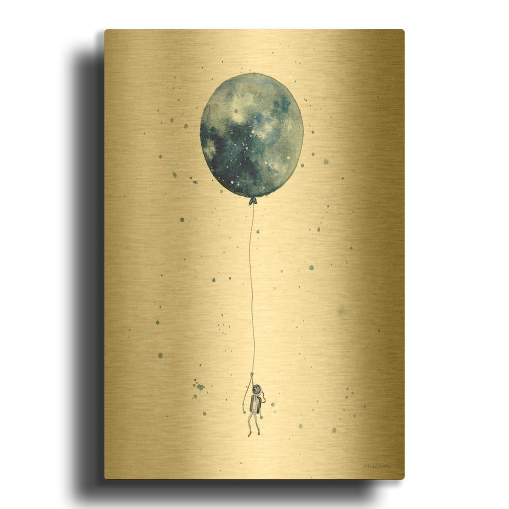 'Moon Balloon' By Rachel Nieman Gold Metal Wall Art