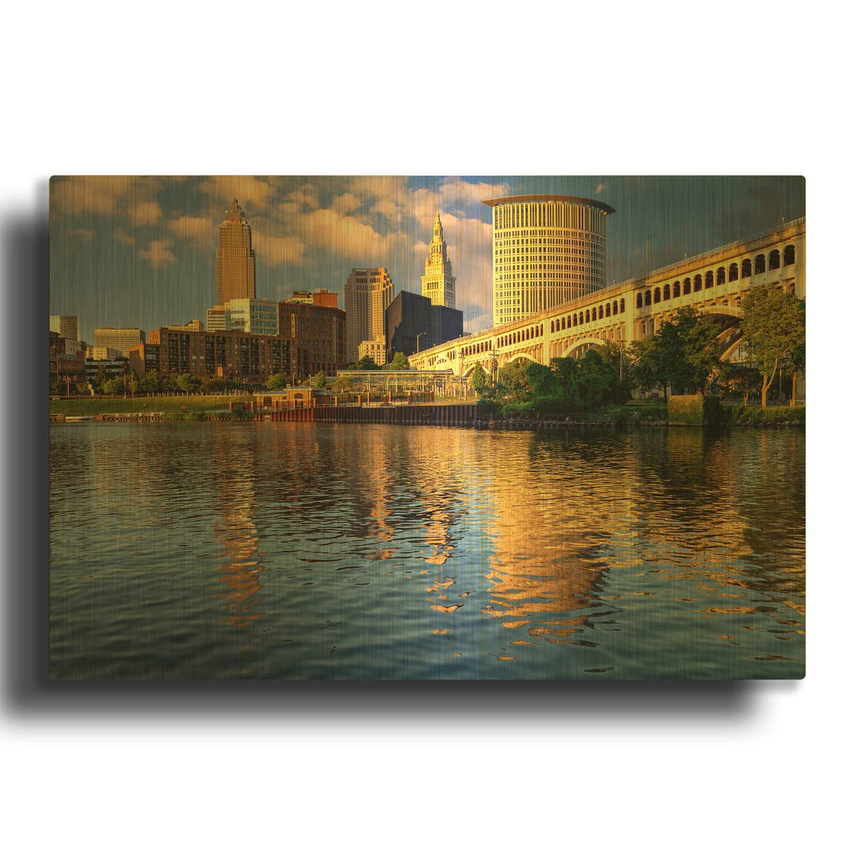 'Cleveland Ohio' By Rick Berk Gold Metal Wall Art