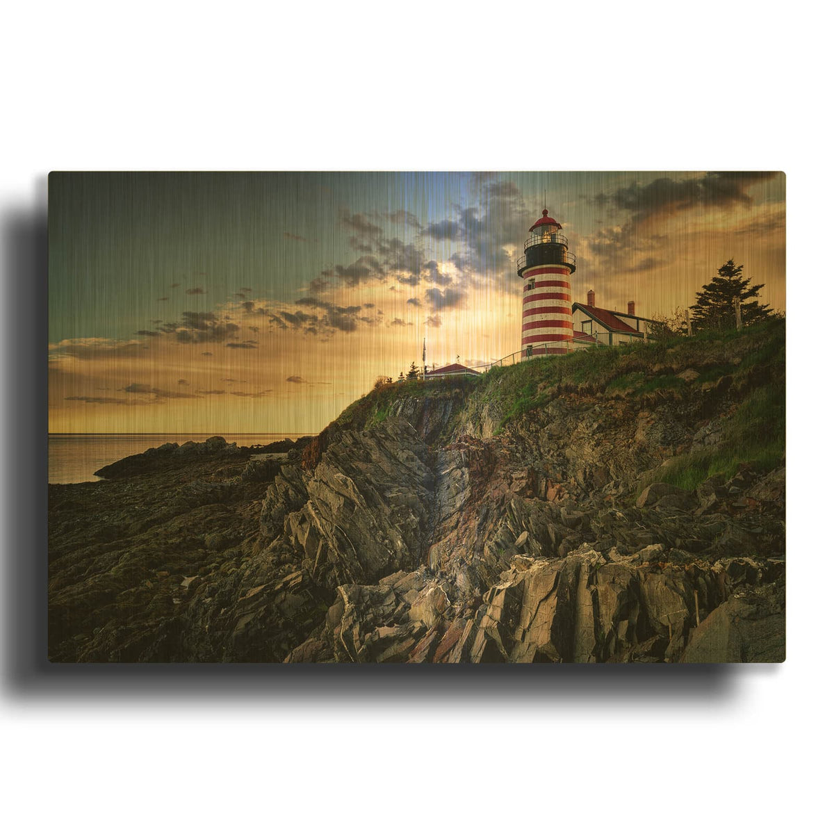 'West Quoddy Head Twilight' By Rick Berk Gold Metal Wall Art