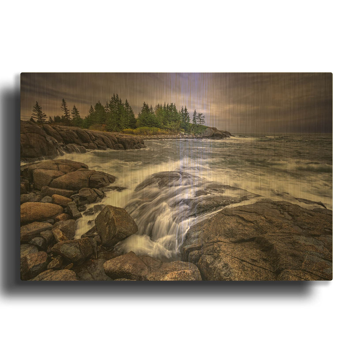 'Stormy Skies At Lanes Island' By Rick Berk Gold Metal Wall Art