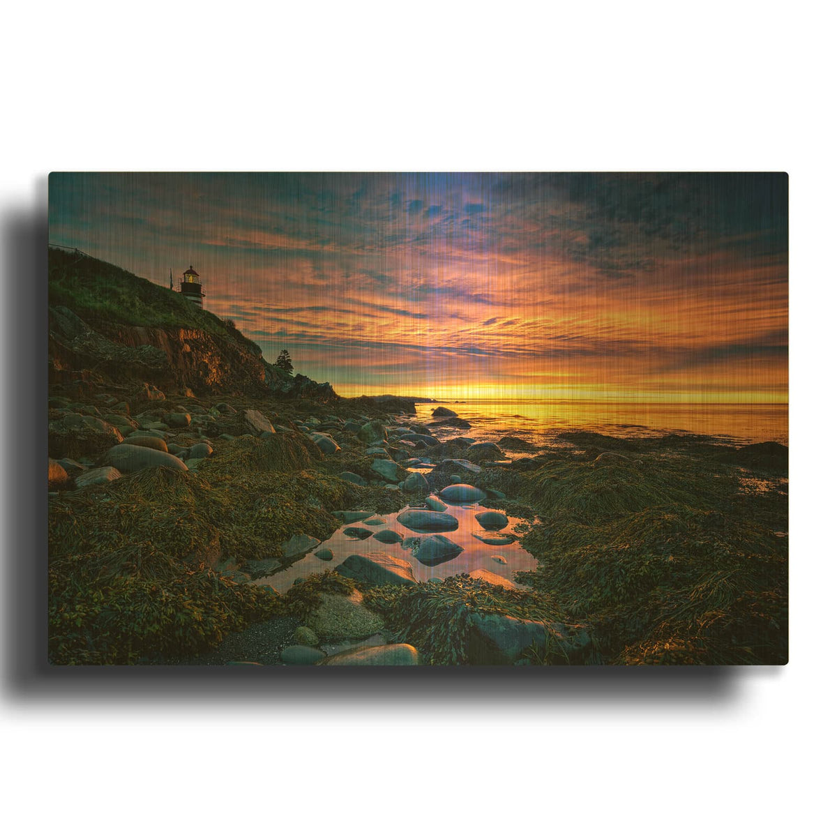 'Sunrise At West Quoddy Head' By Rick Berk Gold Metal Wall Art