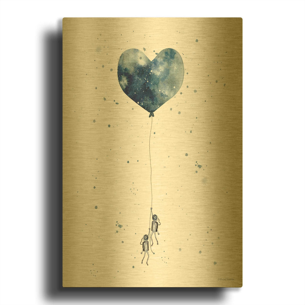 'Heart on Balloon' By Rachel Nieman Gold Metal Wall Art