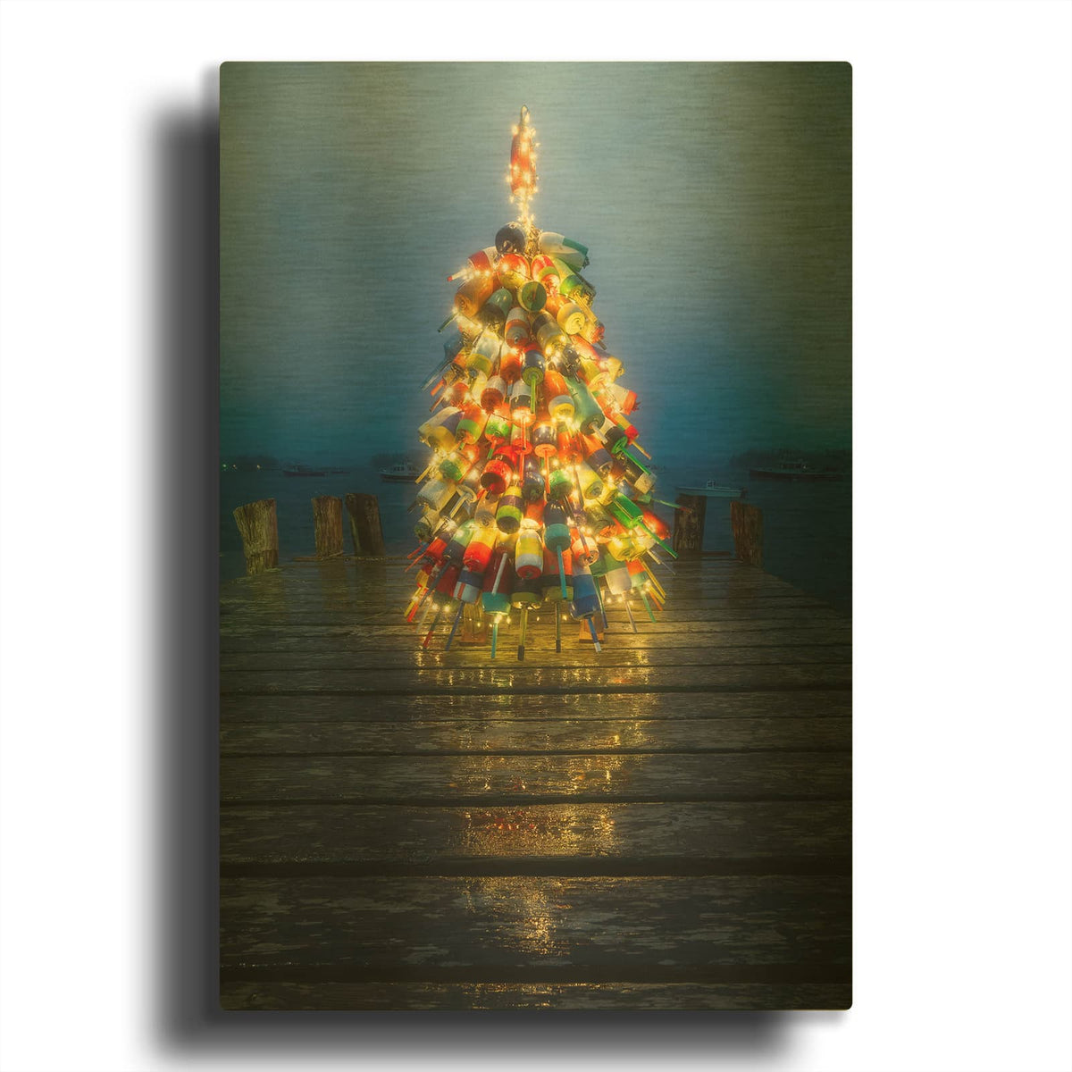 'Down East Christmas' By Rick Berk Gold Metal Wall Art