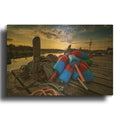 'Buoys On The Wharf' By Rick Berk Gold Metal Wall Art