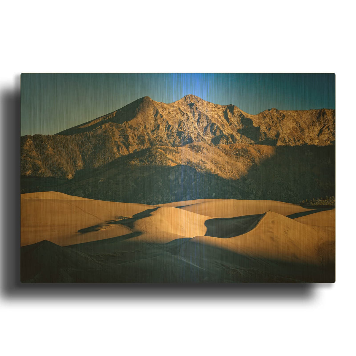 'Mt. Zwischen & Sand Dunes' By Rick Berk Gold Metal Wall Art