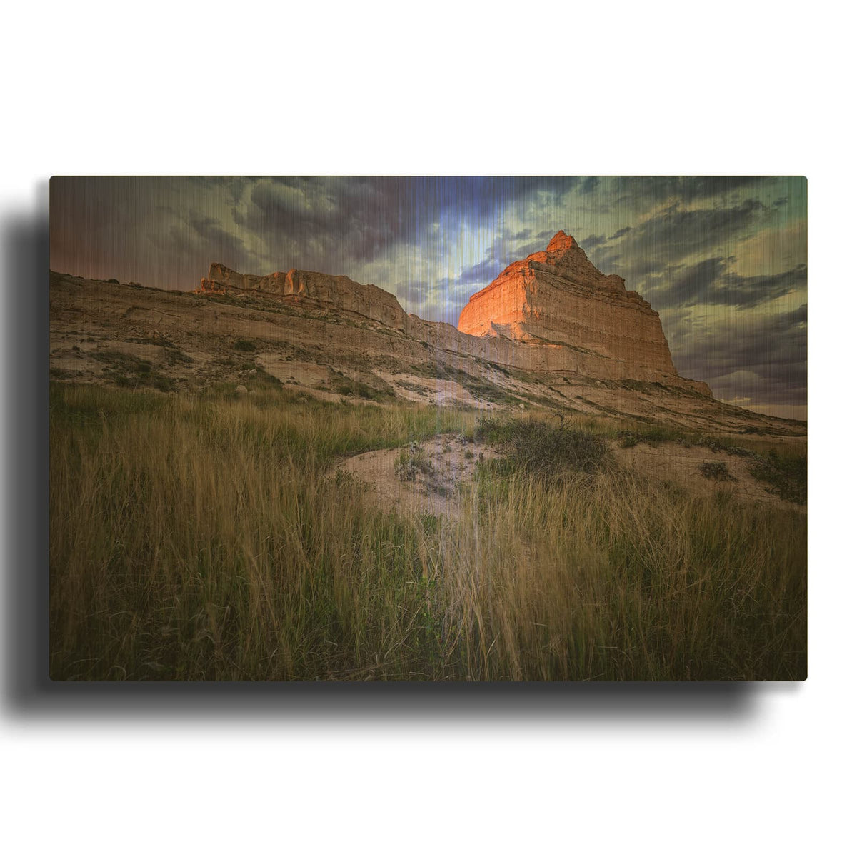 'Scotts Bluff At Sunset' By Rick Berk Gold Metal Wall Art