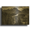 'Grand Teton And The Snake River Monochrome' By Rick Berk Gold Metal Wall Art