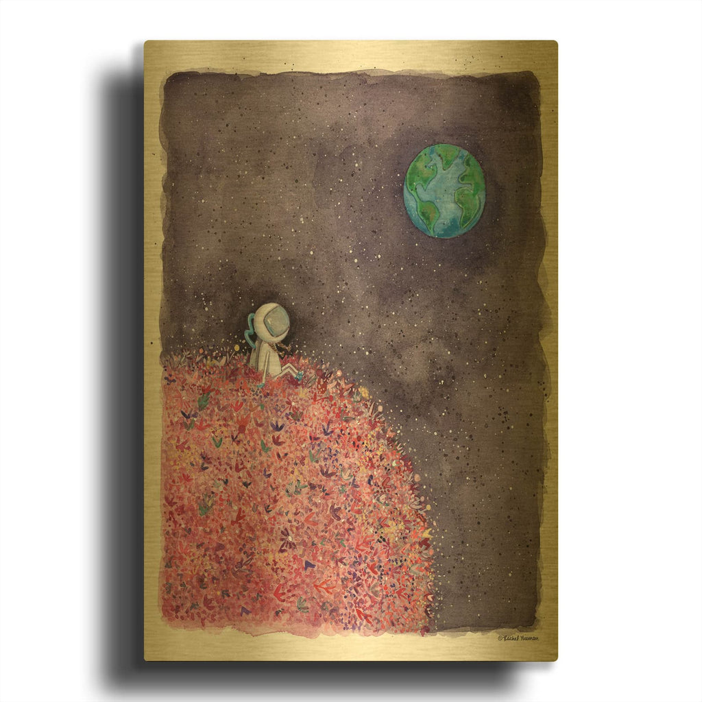 'Sitting on a Flower Moon' By Rachel Nieman Gold Metal Wall Art