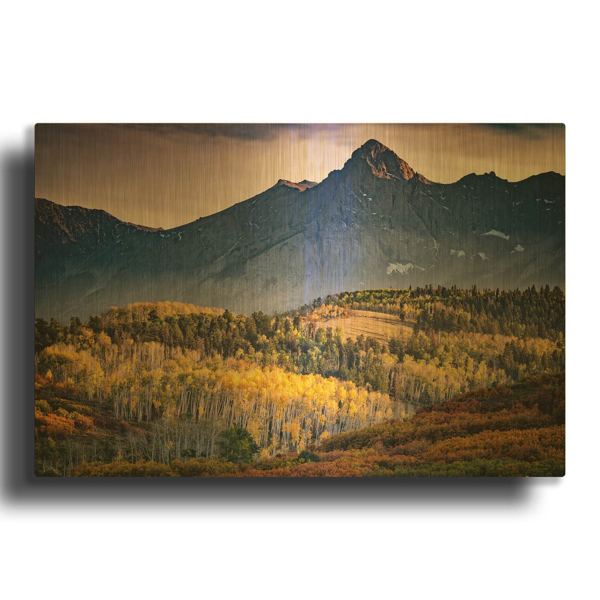 'Mears Peak' By Rick Berk Gold Metal Wall Art