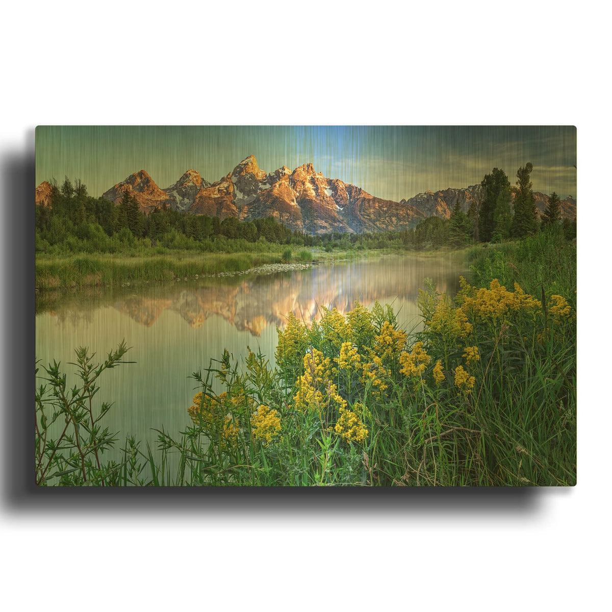 'Teton Wildflowers' By Rick Berk Gold Metal Wall Art