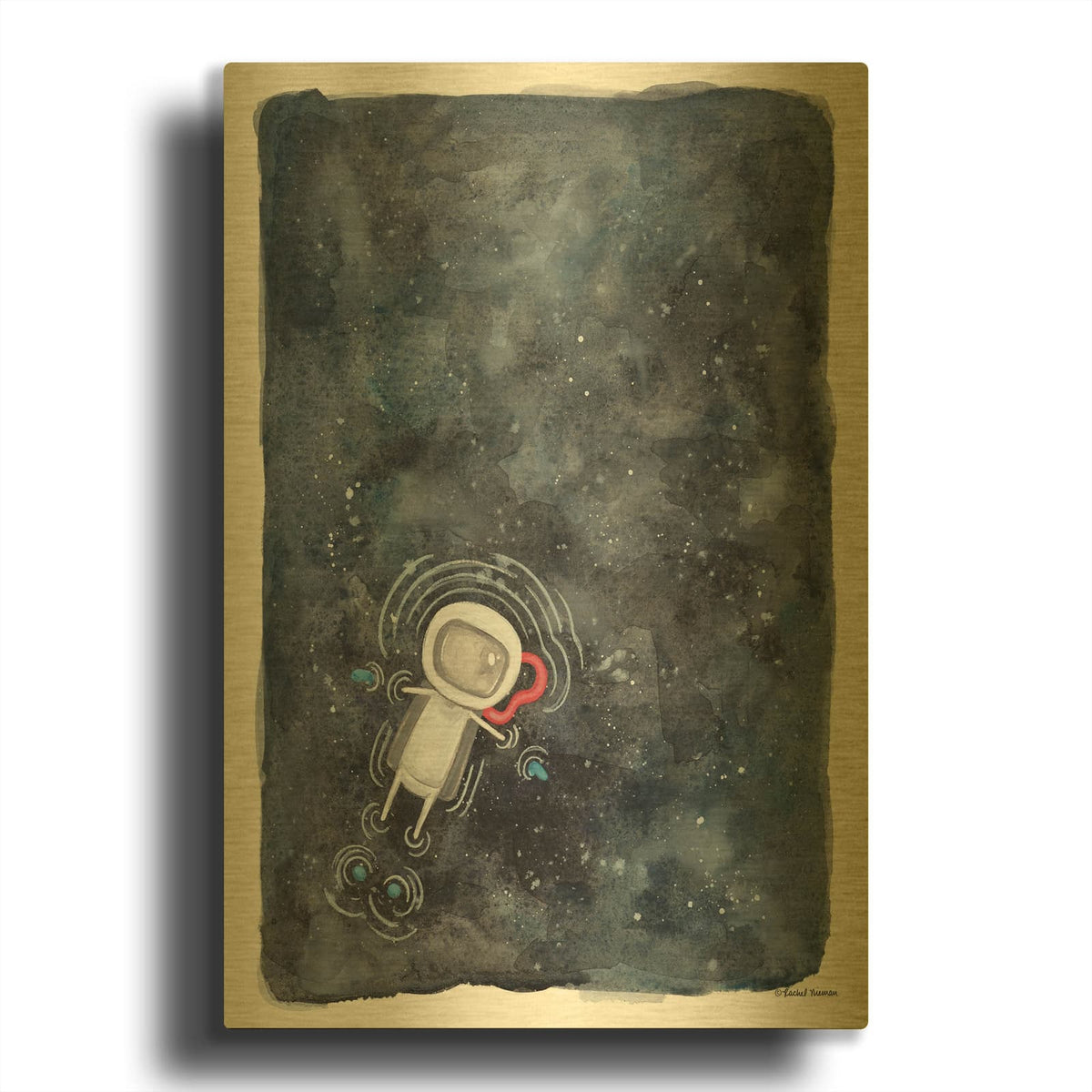 'Swim in Space' By Rachel Nieman Gold Metal Wall Art