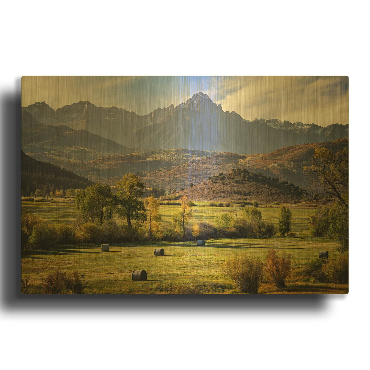 'Autumn Morning On The Ranch' By Rick Berk Gold Metal Wall Art