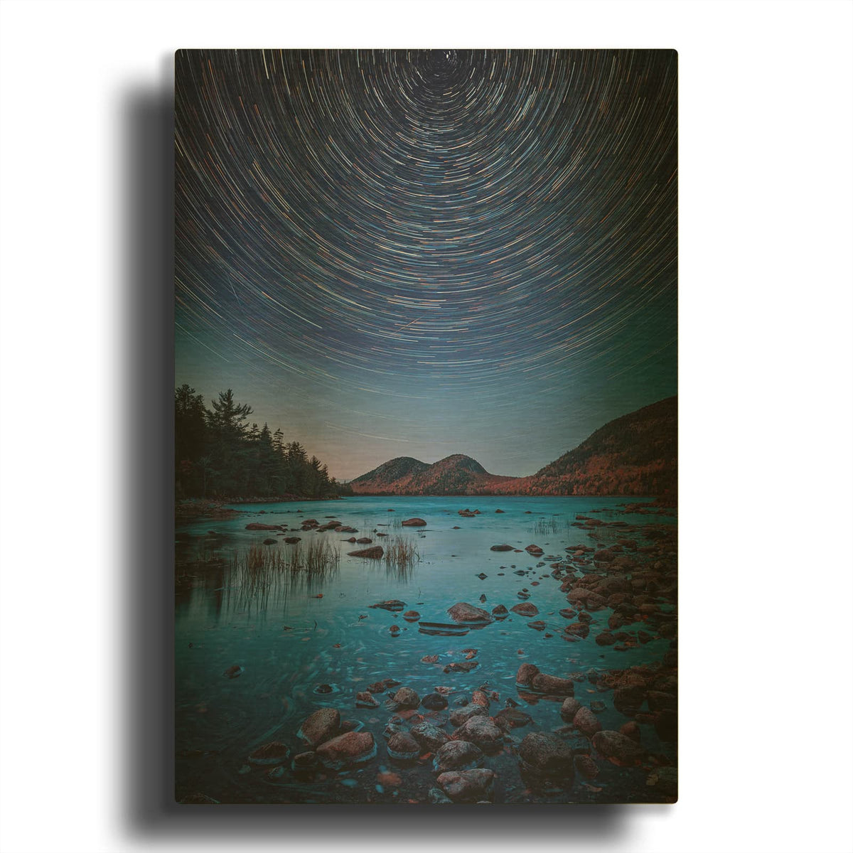 'Starry Night At Jordan Pond' By Rick Berk Gold Metal Wall Art