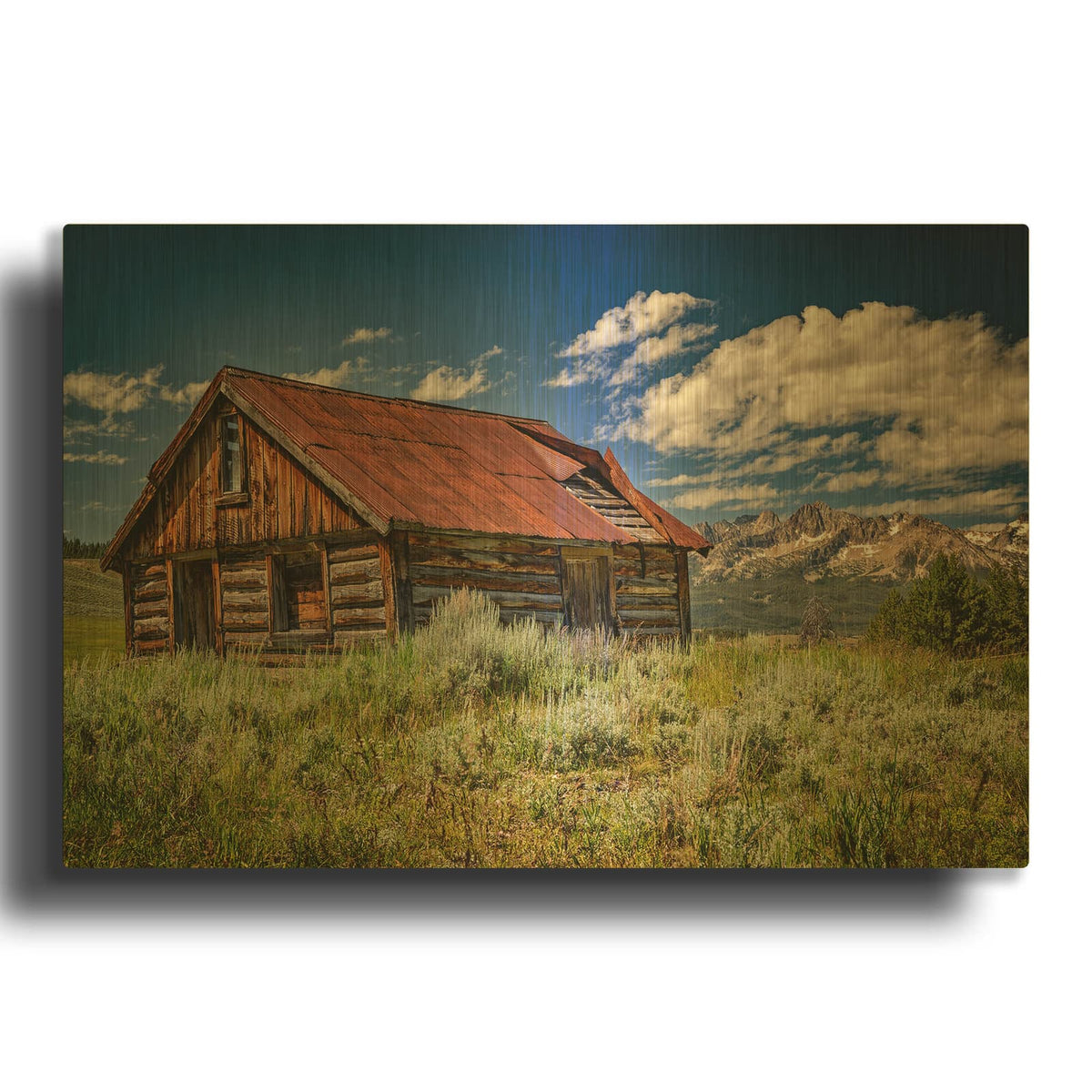'The Old Mountain Cabin' By Rick Berk Gold Metal Wall Art