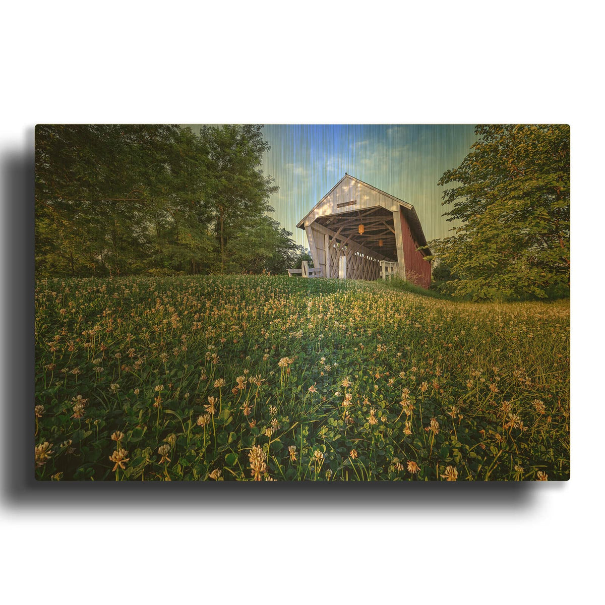 'Imes Covered Bridge' By Rick Berk Gold Metal Wall Art