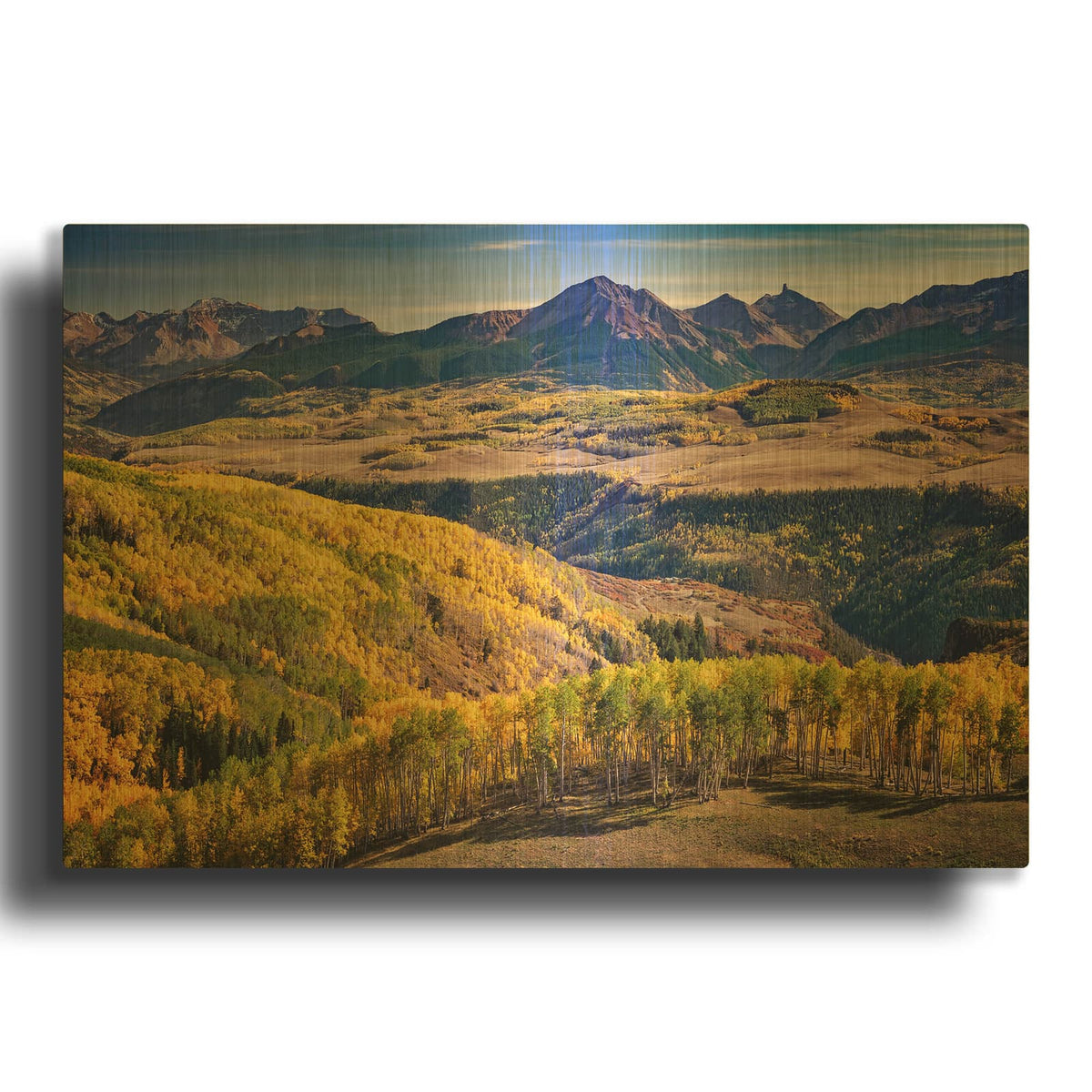 'Sunshine Mountain Autumn' By Rick Berk Gold Metal Wall Art
