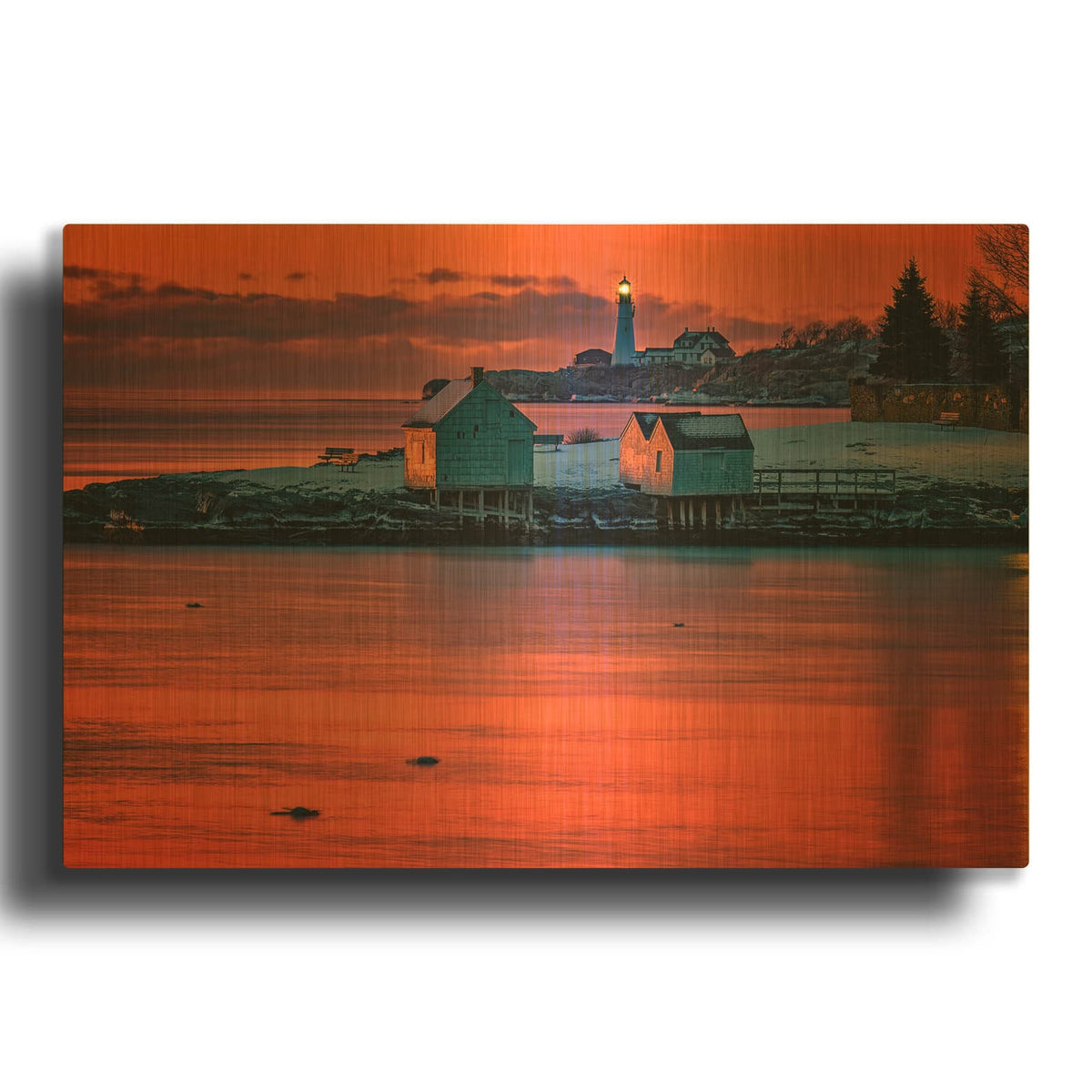 'Wintry Dawn At Willard Beach' By Rick Berk Gold Metal Wall Art